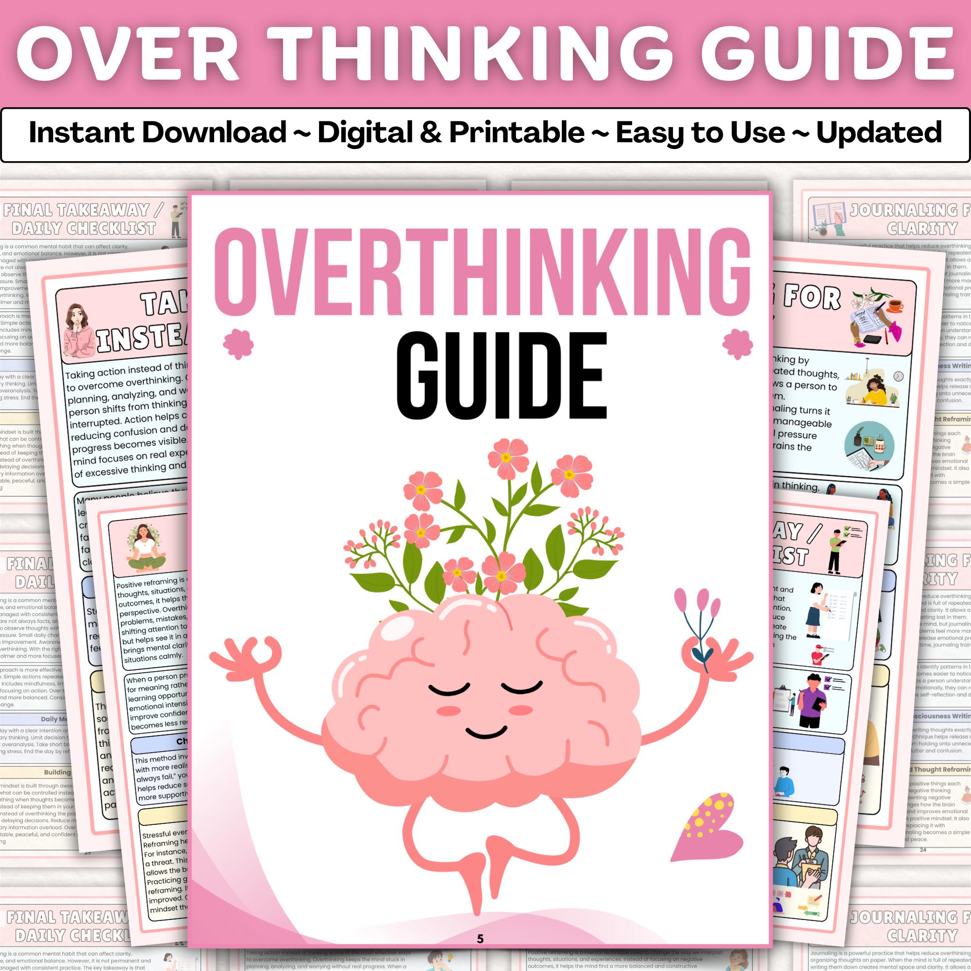 Overthinking Anleitung Arbeitsbuch | Angst Relief Journal | Selbstfürsorge-psychische Gesundheit zum Ausdrucken