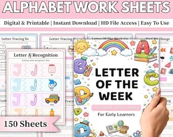 Buchstabe der Woche Arbeitsbuch für Frühlerner | Alphabet-Ablaufverfolgungs-Arbeitsblätter | Vorschule druckbare PDF