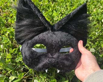 Bat / black cat minky  therian mask