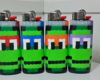 Teenage Mutant Ninja Turtles Perler Bead LIGHTER CASE - nintendo - tmnt