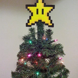 ORIGINAL Mario Bros. Perler Bead Star Christmas Tree Topper trending december trends gifts small business saturday image 1