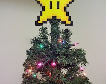 ORIGINAL Mario Bros. Perler Bead Star Christmas Tree Topper - trending - december trends - gifts - small business saturday