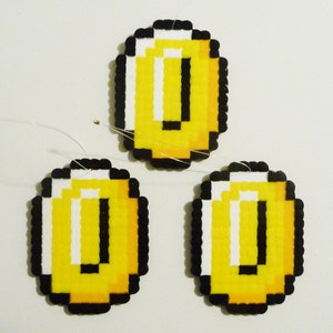 3 Mario bros. Coins Perler Bead Christmas Ornaments nintendo image 2