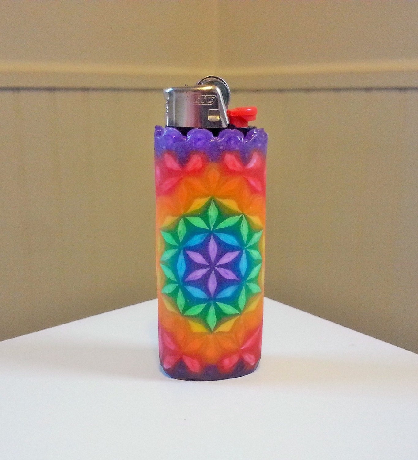 Flower of Life Perler Bead LIGHTER CASE Purple Red Etsy