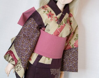 Purple & Pink Kimono / Dollfie Dream Outfit / Smart Doll Clothes / BJD Yukata