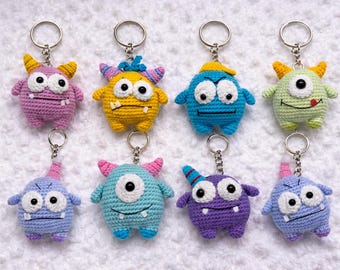 Mini Monster Crochet Keychain – Handmade Amigurumi Monster Keyring, Cute Gift, Backpack Charm, Gift for Kids & Fans