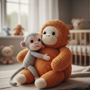 Punch Monkey Crochet Monkey Plush, Emotional Support Amigurumi Monkey, Handmade Monkey Doll, Comfort Toy, Soft Crochet Plush Gift