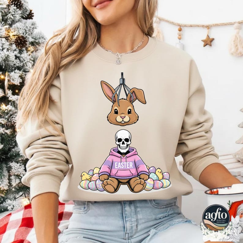 Creepy Easter Bunny Skull PNG, Gothic Horror Shirt Design (digital ...