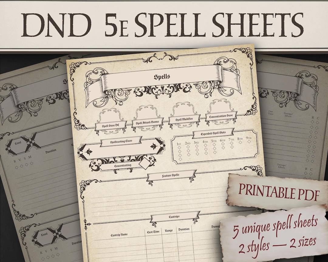 Medieval Dnd Spellbook Pages, Printable PDF, Spell Tracker Sheets ...