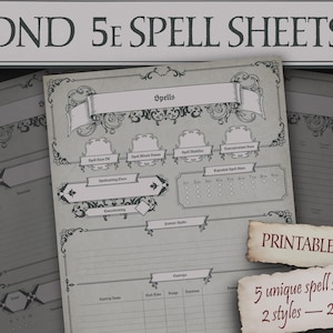 Gothic DnD Spellbook Pages, Printable PDF, Spell Tracker Sheets, Dungeons and Dragons 5e Compatible