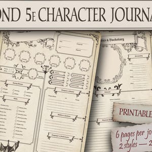 Medieval DnD Character Sheet, Printable RPG Campaign Journal, Dungeons and Dragons 5e Compatible Roleplay