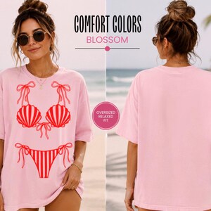 T-shirt graphique de bikini Comfort Colors | Chemise oversize estivale côtière