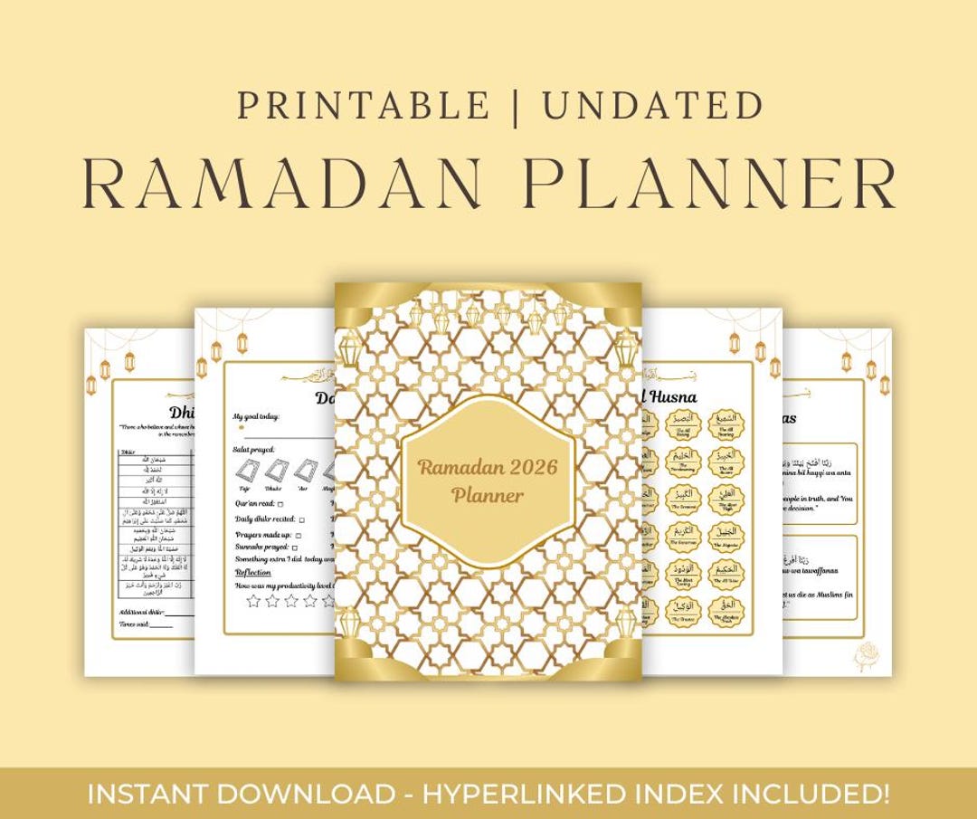 PRINTABLE Ramadan 2026 Complete Planner, Downloadable, Quran Tracker ...