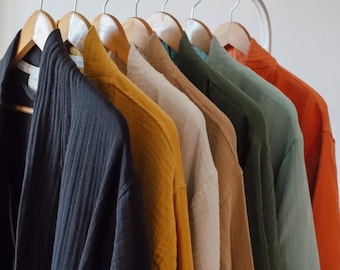 4-laags mousseline badjas, kimono van biologisch katoenen gaas, unisex Turkse badjas, extra grote zachte jurk