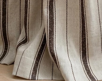 100% linnen gestreepte verduisterende gordijnen, rustieke boerderijgordijnen, gevoerde boho-raampanelen