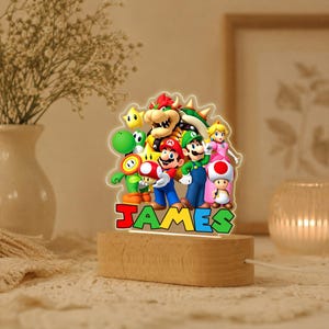 Personalized Gaming Character Night Light, Custom Name Gamer Lamp, Mario Kid Room Decor, Video Game Inspired Bedroom Light, Birthday Gift image 6