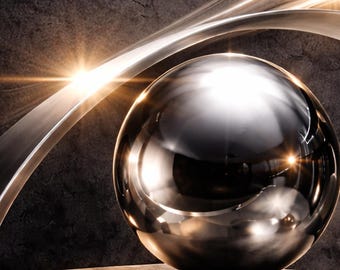 Abstrakte Bilder, Edelstahl moderne Kunst, Kugeln und Formen in Edelstahl, sehr gute Druckqualität