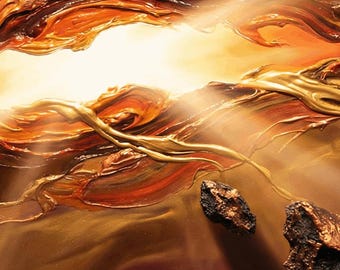 Abstraktes Panorama Bild mit Lichteffekten und gold-braun