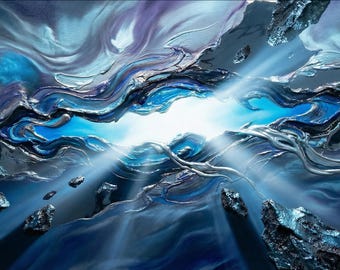 Abstrakte Digitalkunst, blau, Lichteffekte