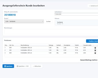 Invoicing program, software, ERP: Professional software for creating delivery notes, invoices, and e-invoices.