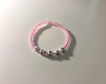 Pink Jesus Beaded Bracelet – Cute Faith Jewelry, Christian Gift, Handmade Inspirational Bracelet