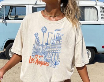 See You In Los Angeles Shirt LA Palm Tree Tshirt Hollywood Skyline Shirt California Travel Gift Retro City Sketch Tee