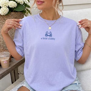 A Little Crabby shirt crab beach shirt comfort colors summer tee crab shirt women beach coverup bikini cover up shirt summer graphic tee image 4