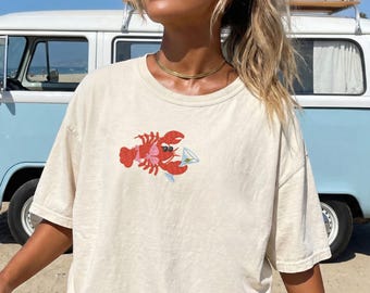 Shirt Funny Lobster Tee Beach Bikini Martini Sunglasses Coastal Gift Comfort Colors Oversized Summer Tee