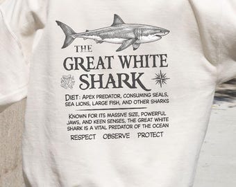 Great White Shark Hoodie for ocean lover gift for animal lover hoodie for shark lover sweatshirt for ocean lover