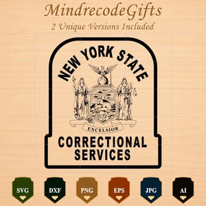 Pacchetto di file SVG con le patch del Dipartimento di Correzione e Supervisione Comunitaria dello Stato di New York, emblema NYSDOCCS in formato SVG, file di taglio per Cricut e Silhouette.