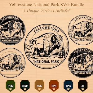 Badge of the Yellowstone National Park SVG Bundle, Buffalo Wildlife Badge SVG,Yellowstone svg , National Park svg Cricut Silhouette Cut File