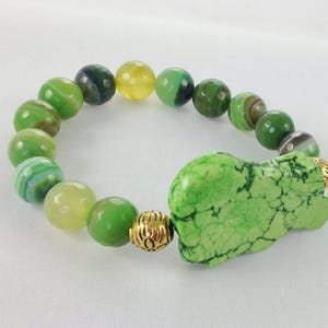 Agate Bracelet Green Apple Agate Stretch Bracelet, Womans Bracelet, Chunky Braclet, Gemstone Bracelet Gift Under 25 Stackable Green Bracelet