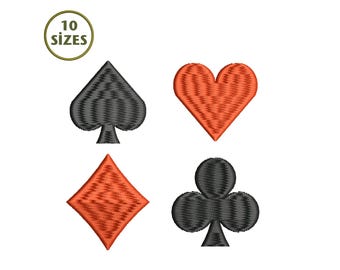 Playing Card Suit Embroidery Design Set (Digital Download)