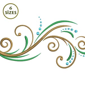 Diseño de bordado floral otomano con borde (descarga digital)