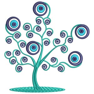 Evil Eye Tree Embroidery Design Turkish Nazar Amulet Machine Embroidery Pattern (Digital Download)