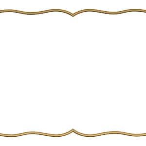 May include: A rectangular frame with rounded, scalloped edges and a smooth gold-colored border. The frame features a simple, continuous line design that curves inward at the center of each side, creating a symmetrical, decorative shape.