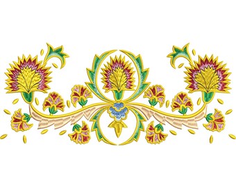 Ottoman Colorful Floral Border Embroidery Design (Digital Download)