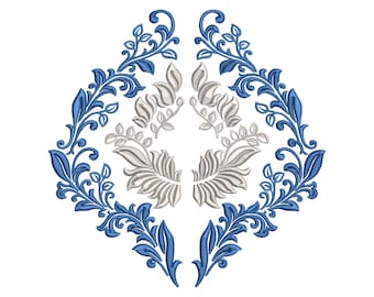 Ottoman Blue Floral Wreath Embroidery Design (Digital Download)