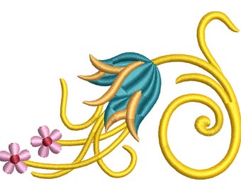 Ottoman Curved Tulip Floral Embroidery Design (Digital Download)