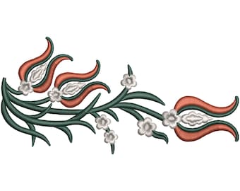 Ottoman Tulip Floral Branch Embroidery Design (Digital Download)