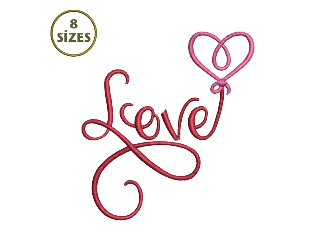 Love Script Heart Embroidery Design (digital Download) - Etsy