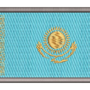 Kazakhstan Flag Patch Embroidery Design, Kazakh National Flag Machine Embroidery Pattern (Digital Download)