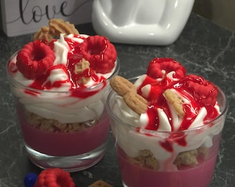 Forest Berry Dessert Candle, Soy Wax with Gel Topping, Handmade Scented Home Decor