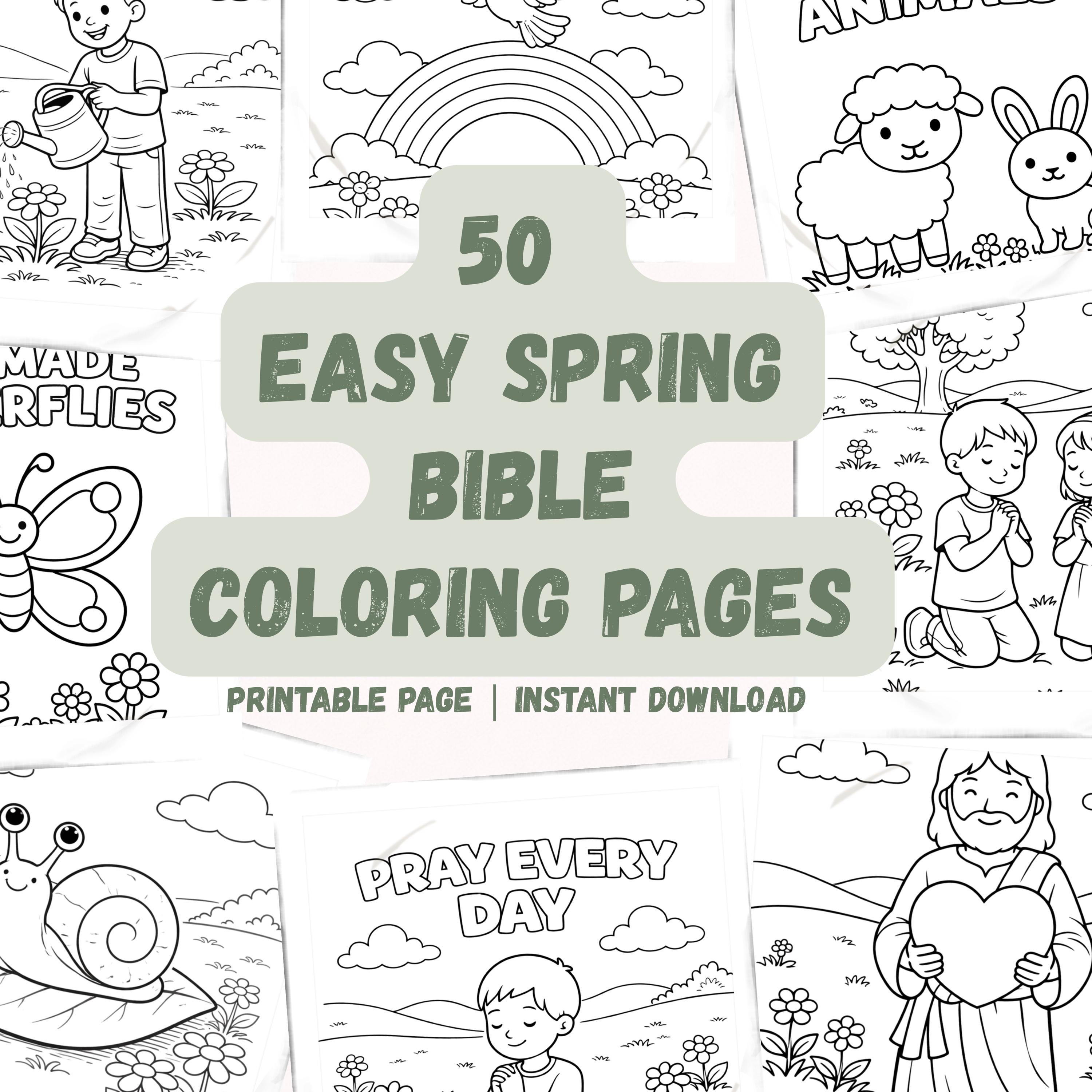 50 Easy Bible Coloring Pages for Kids Printable | Christian Spring ...