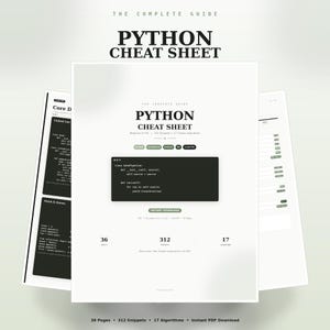 Python Cheat Sheet: The Complete Guide | 38-Page Printable PDF | Beginner to Pro Coding Reference + Algorithms | Instant Download