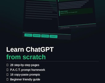Guía para principiantes de ChatGPT / Entrenamiento definitivo de IA paso a paso / Hoja de referencia de comandos de IA / Descarga digital en PDF