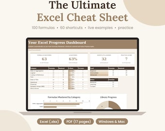 Guía rápida definitiva de Excel, libro de fórmulas de Excel, 100 fórmulas de Excel, atajos de Excel, PDF imprimible, práctica de Excel, aprende Excel