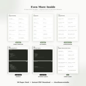 Guía rápida de Python: La guía completa / PDF imprimible de 38 páginas / Referencia de programación para principiantes y profesionales + Algoritmos / Descarga instantánea imagen 7
