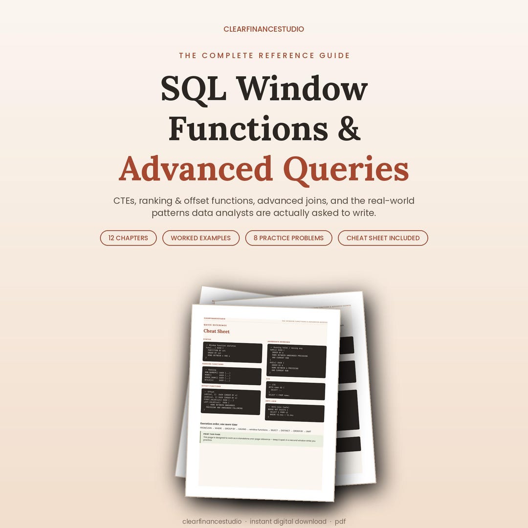 SQL Window Functions & Advanced Queries Guide | 23-page PDF for Data ...