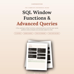 Guía de funciones de ventana SQL y consultas avanzadas / PDF de 23 páginas para analistas de datos (descarga digital)